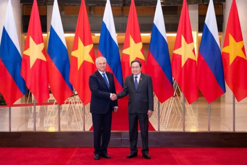 Chủ tịch Quốc hội Trần Thanh Mẫn đón và hội đàm Chủ tịch Duma Quốc gia Quốc hội Liên Bang Nga Vyacheslav Volodin