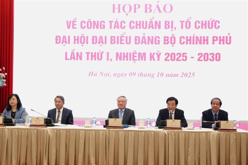 Đại hội đại biểu Đảng bộ Chính phủ lần thứ I, nhiệm kỳ 2025-2030 sẽ diễn ra trong 2 ngày 12 - 13/10/2025