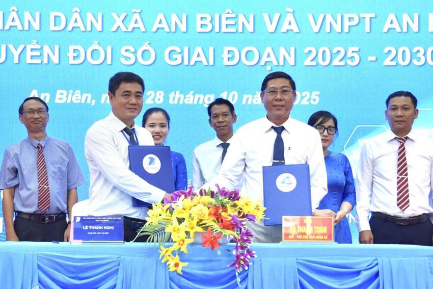Xã An Biên và VNPT ký kết hợp tác chuyển đổi số giai đoạn 2025 - 2030 