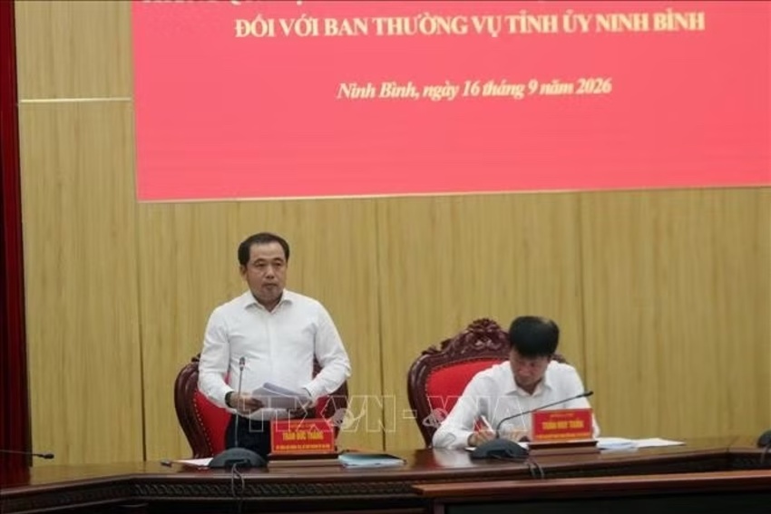 Đoàn kiểm tra, giám sát làm việc với Ban Thường vụ Tỉnh ủy Ninh Bình