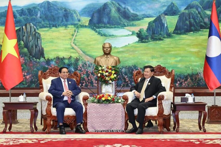 Thủ tướng Phạm Minh Chính hội kiến Tổng Bí thư, Chủ tịch nước Lào