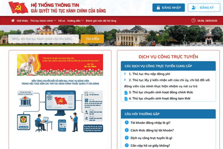Hà Nội tiên phong đưa 4 thủ tục hành chính trong Đảng lên Cổng Dịch vụ công quốc gia