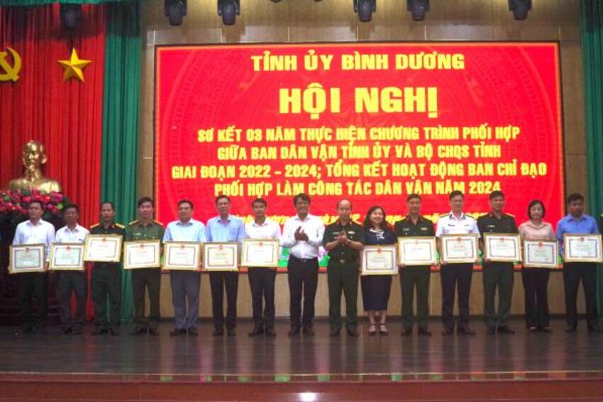 Tỉnh ủy Bình Dương sơ kết 3 năm thực hiện Chương trình phối hợp công tác dân vận giữa Ban Dân vận Tỉnh ủy và Bộ Chỉ huy Quân sự tỉnh