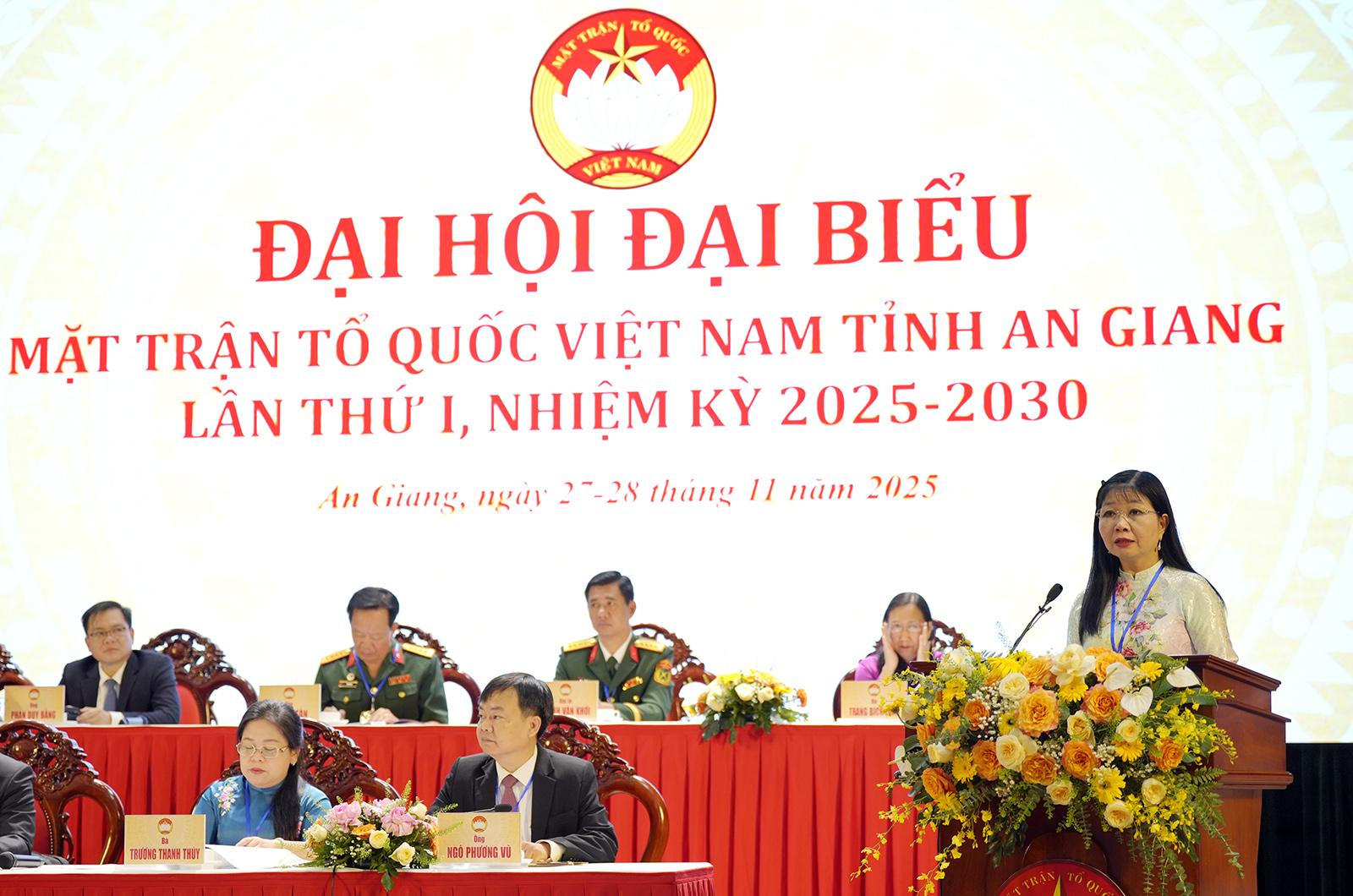 Đồng chí Trần Thị Thanh Hương tái đắc cử Chủ tịch Ủy ban MTTQ Việt Nam tỉnh An Giang nhiệm kỳ 2025 - 2030