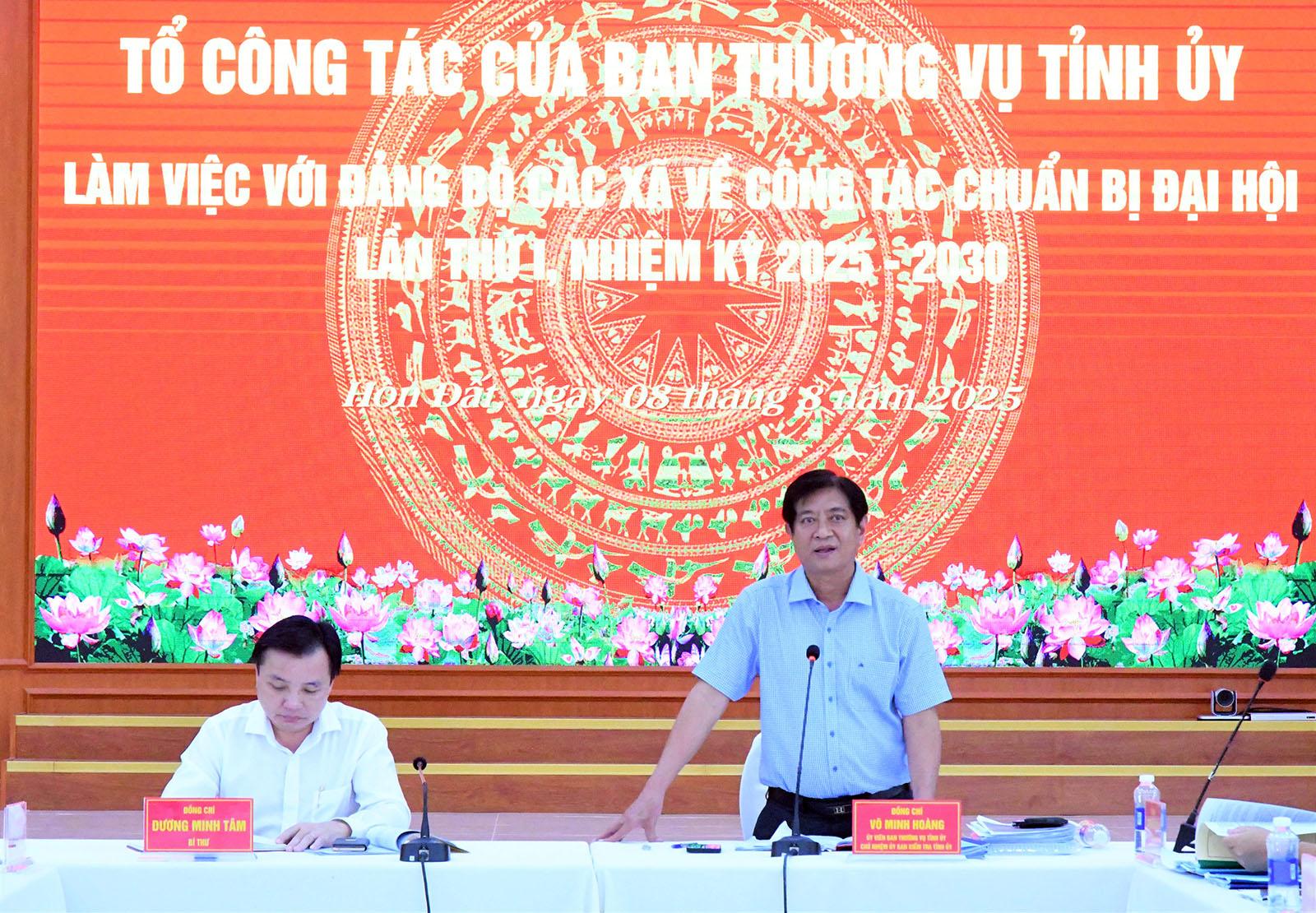 Chủ nhiệm Ủy ban Kiểm tra Tỉnh ủy An Giang Võ Minh Hoàng làm việc với 5 xã về công tác chuẩn bị đại hội