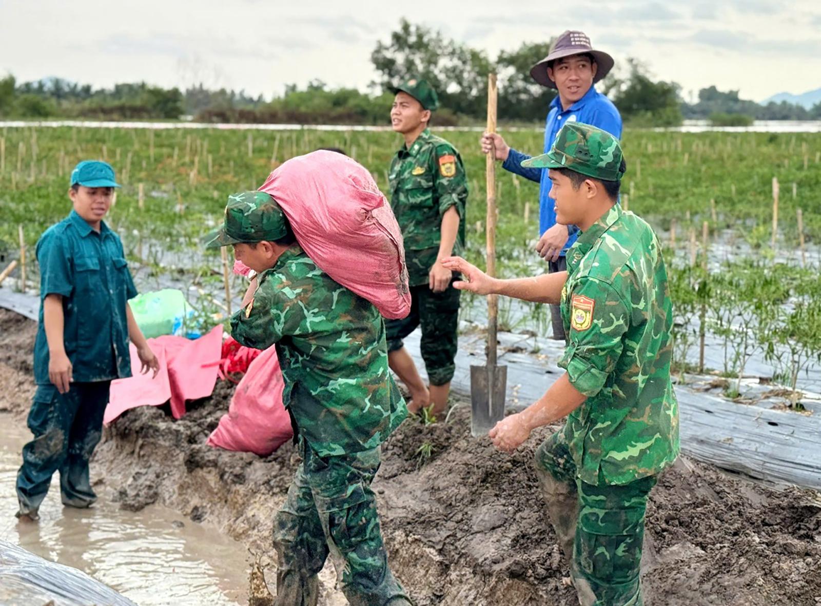 Xã Cô Tô, xã Ba Chúc huy động lực lượng gia cố đê bao tại các điểm xung yếu