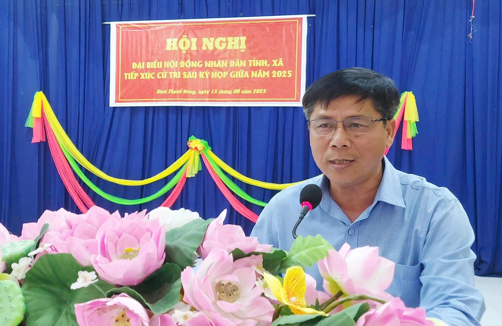 Tổ Đại biểu HĐND tỉnh An Giang tiếp xúc cử tri xã Bình Thạnh Đông và xã Hòa Lạc