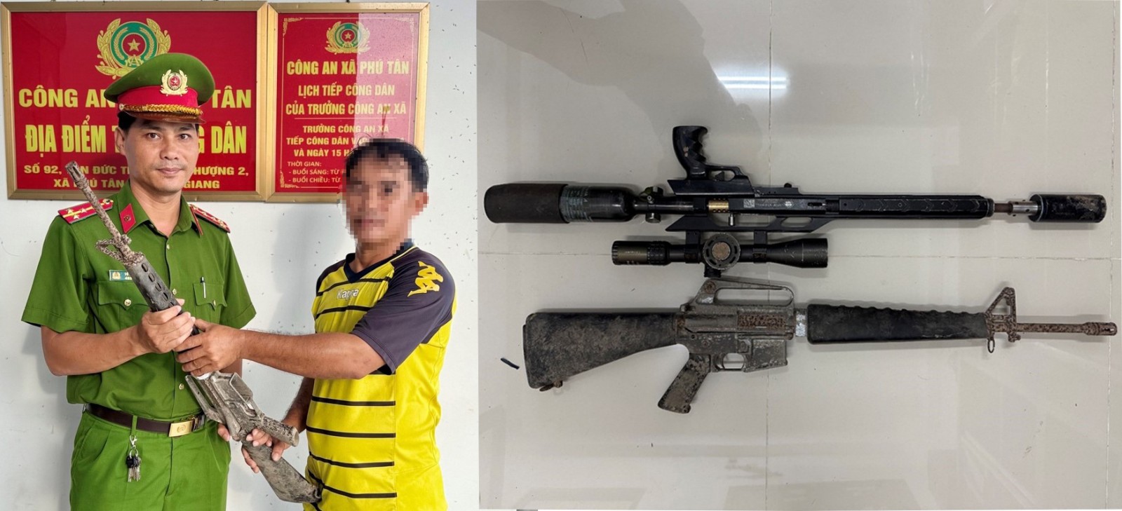 Công an xã Phú Tân vận động nhân dân giao nộp vũ khí và tiếp nhận 2 khẩu súng