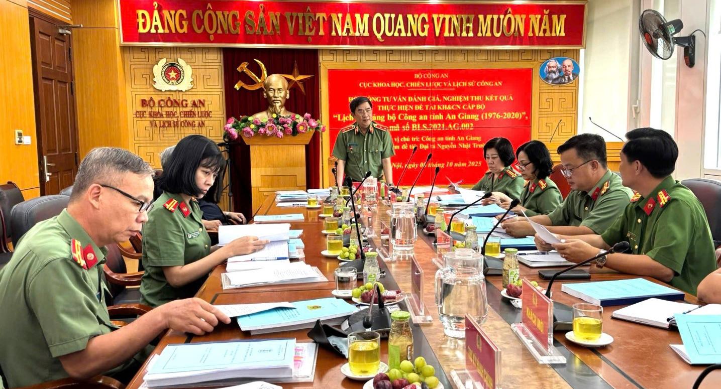 Nghiệm thu cấp bộ đề tài “Lịch sử Đảng bộ Công an tỉnh An Giang 1976-2020”