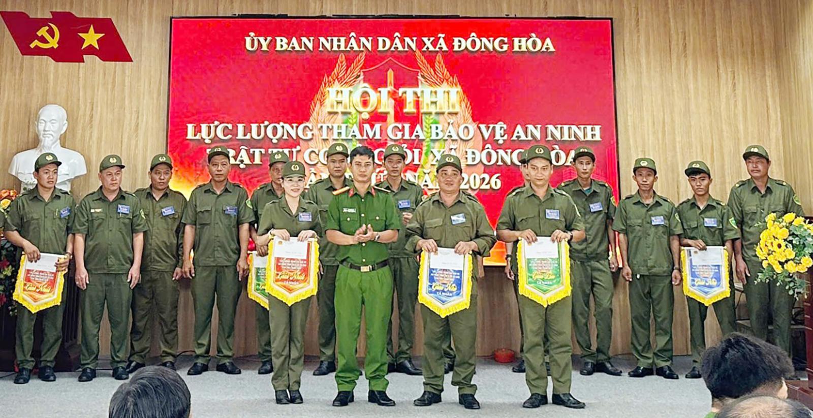 19 ấp tham gia Hội thi Lực lượng tham gia bảo vệ an ninh, trật tự ở cơ sở giỏi xã Đông Hòa
