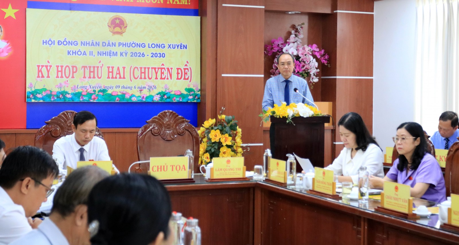 HĐND phường Long Xuyên khóa II, nhiệm kỳ 2026 - 2031 họp chuyên đề Ông Lâm Quang Thi, Tỉnh ủy viên, Bí thư Đảng ủy, Chủ tịch HĐND phường phát biểu kết luận