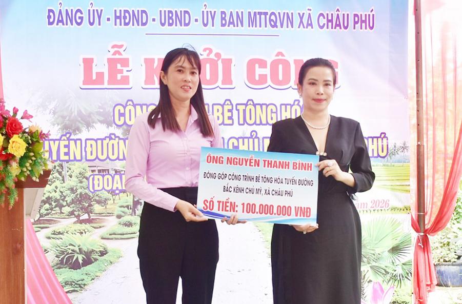 Xã Châu Phú khởi công bê tông hóa tuyến đường Bắc Chủ Mỹ