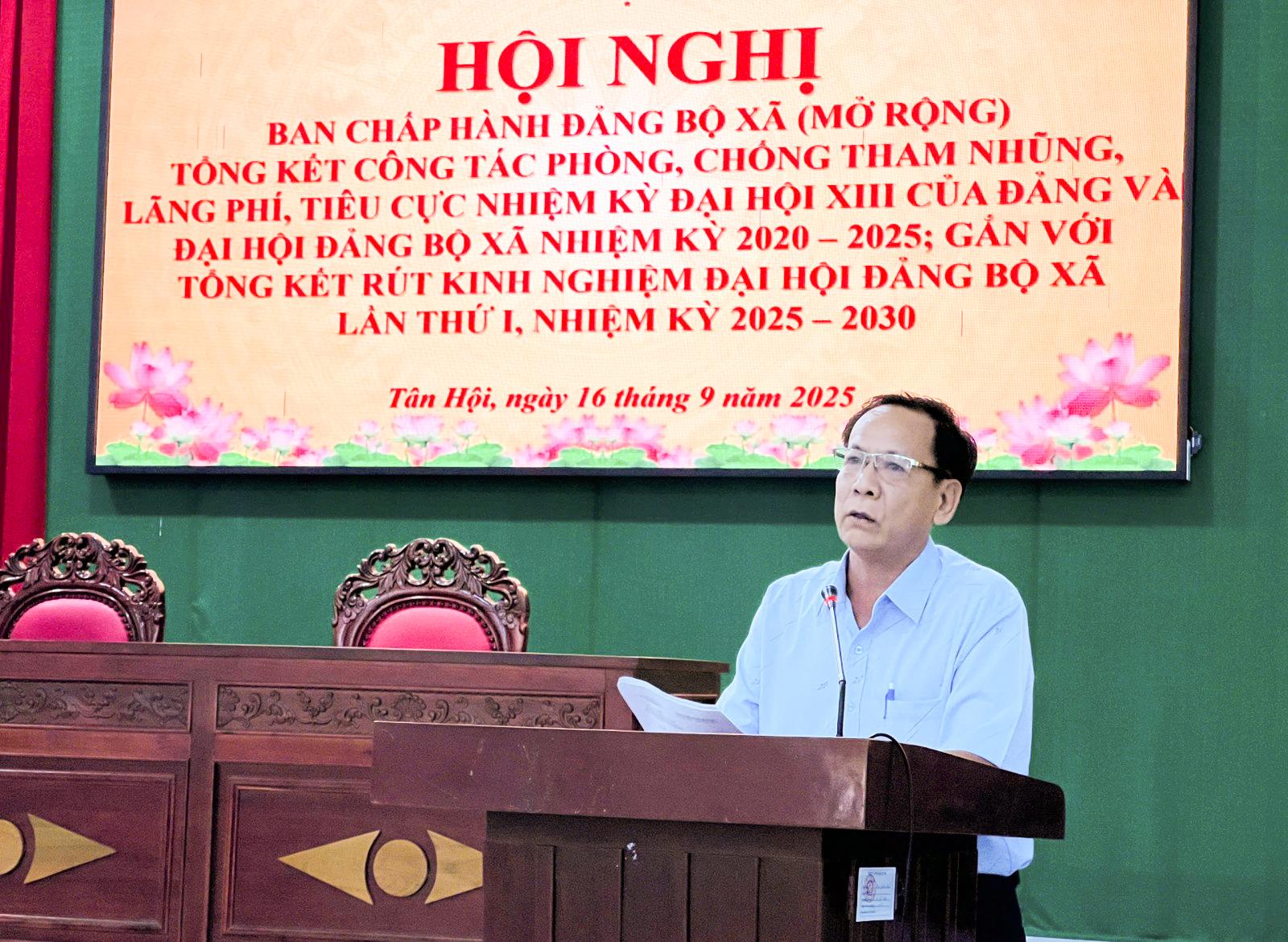 Đảng ủy xã Tân Hội tăng cường công tác phòng, chống tham nhũng