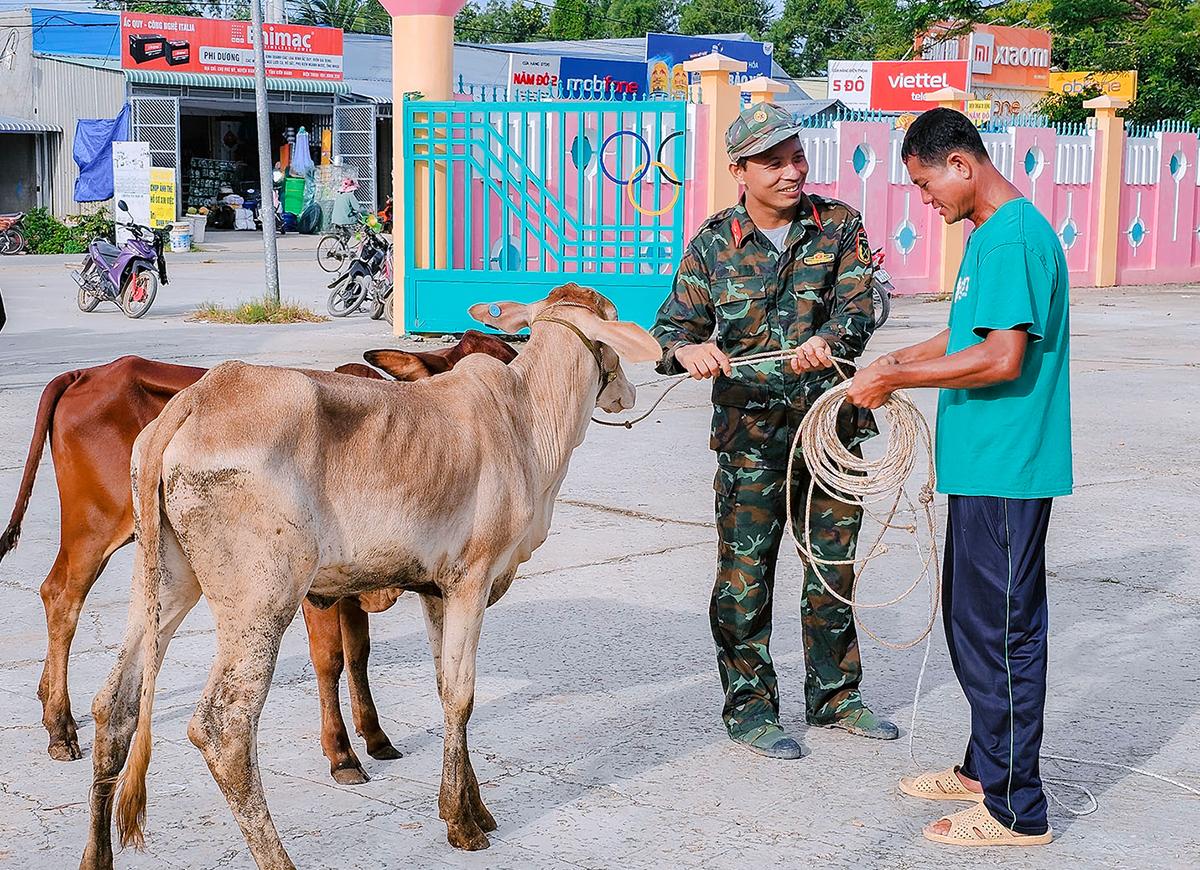 Đoàn Kinh tế Quốc phòng 915 trao tặng bò giống cho người dân vùng biên