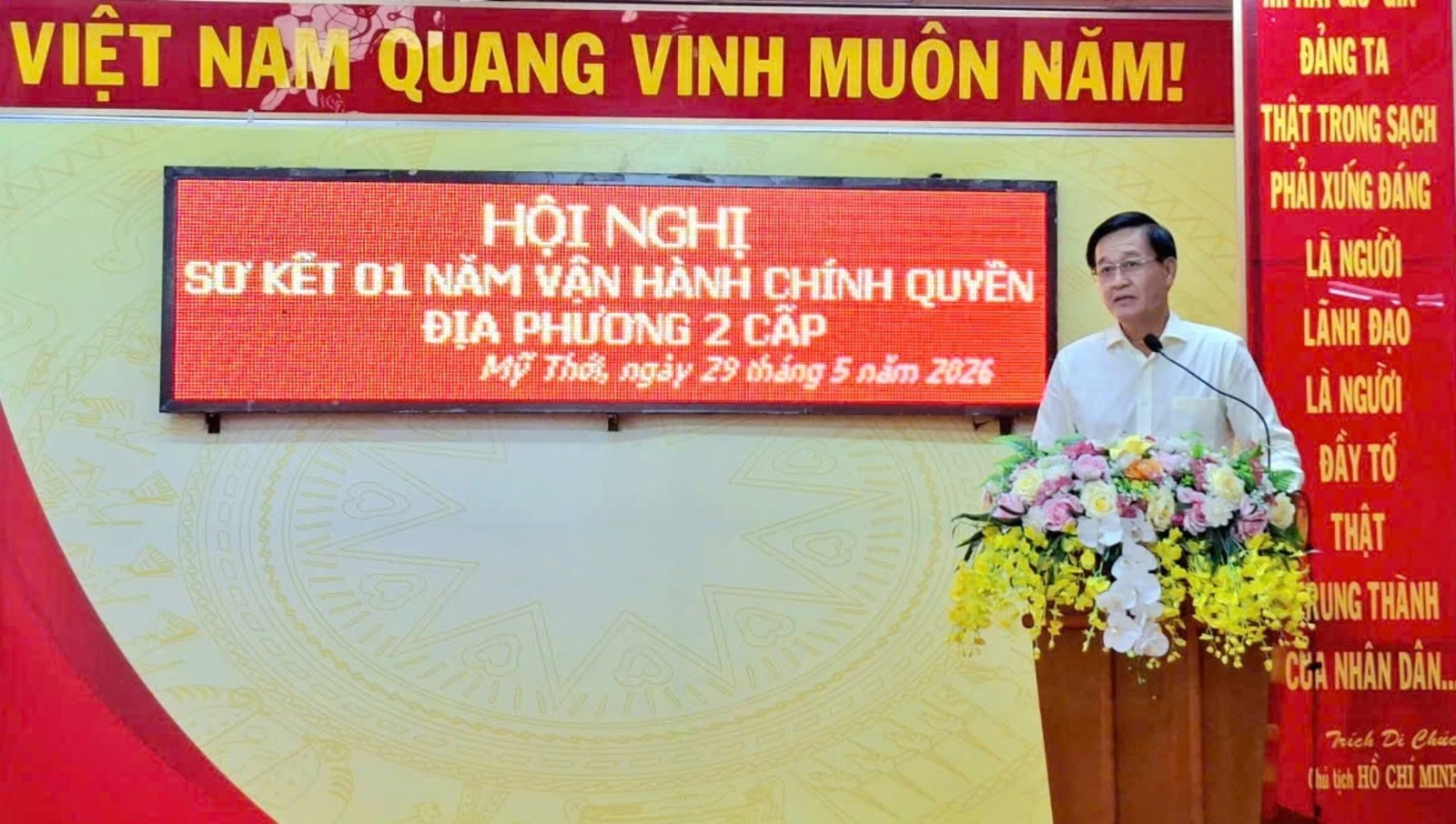 Bí thư Đảng uỷ, Chủ tịch HĐND phường Mỹ Thới Trần Minh Nhựt phát biểu chỉ đạo