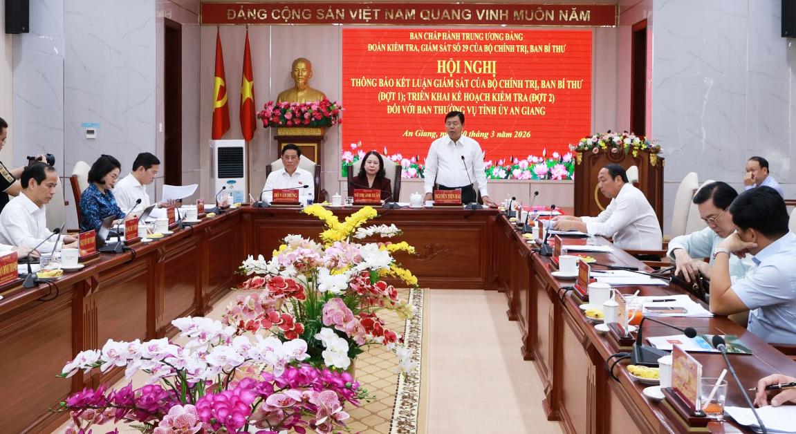 Công bố kết luận giám sát của Bộ Chính trị đối với Tỉnh ủy An Giang