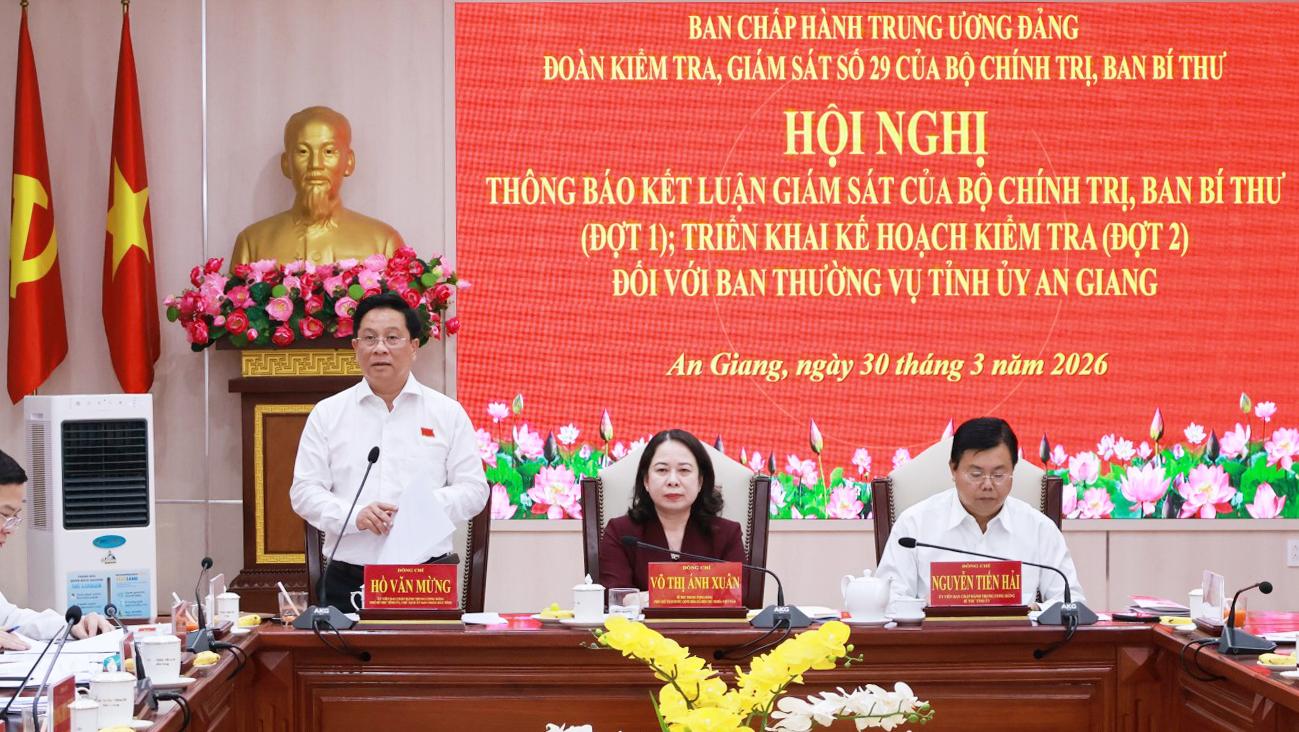 Công bố kết luận giám sát của Bộ Chính trị đối với Tỉnh ủy An Giang