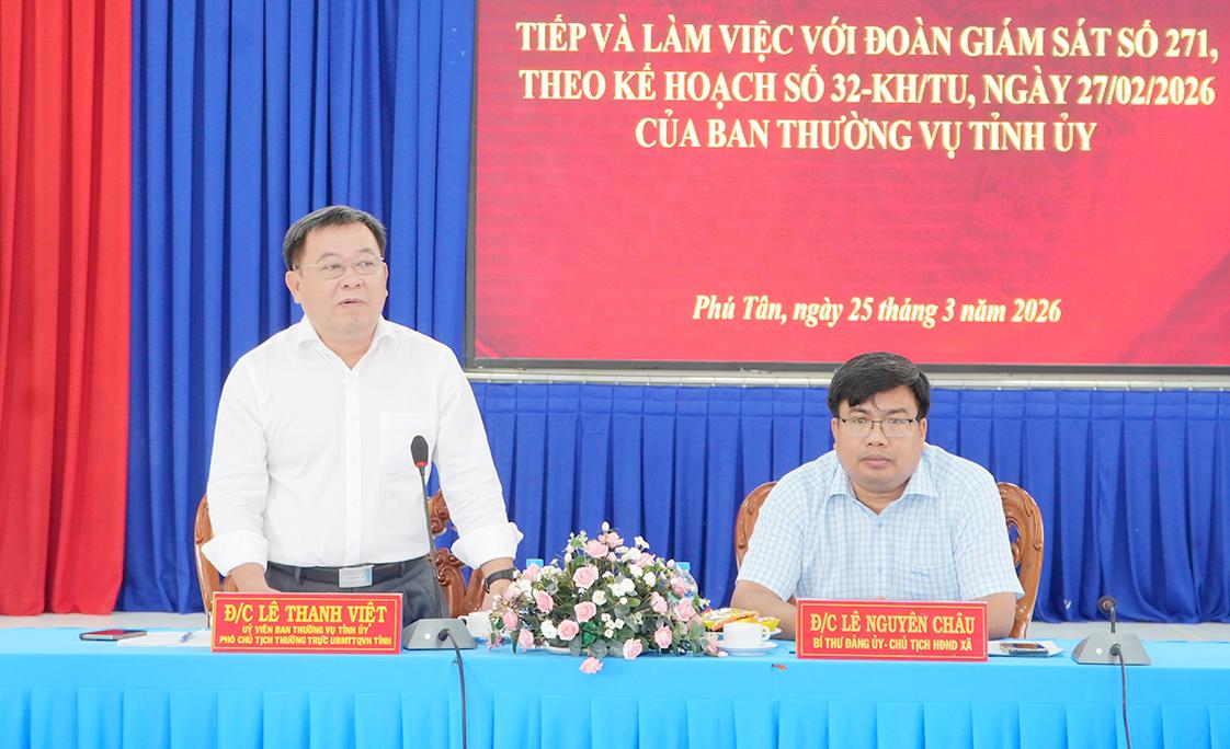 Giám sát việc triển khai thực hiện nghị quyết tại Đảng ủy xã Phú Tân