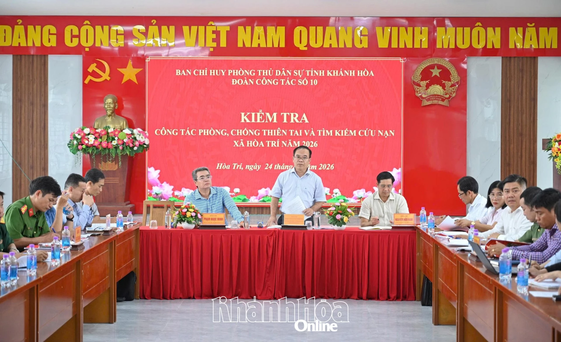Ông Nguyễn Tấn Trung - Phó Giám đốc Sở Khoa học và Công nghệ phát biểu tại buổi kiểm tra.