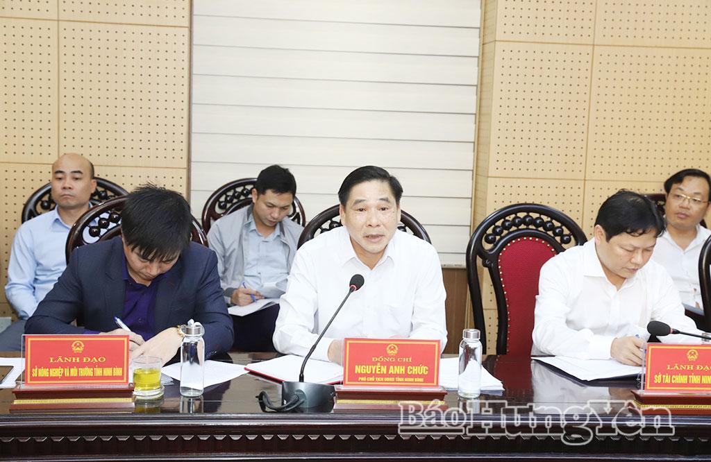 Phó Chủ tịch UBND tỉnh Ninh Bình Nguyễn Anh Chức phát biểu tại buổi làm việc.
