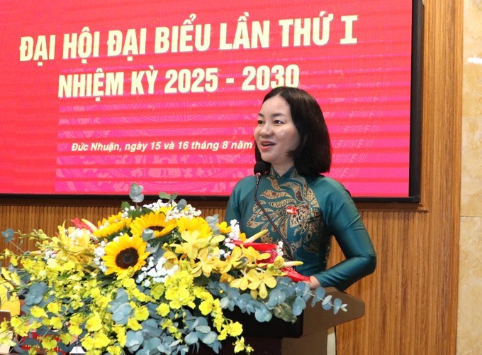 Phó Chủ tịch Thường trực Ủy ban MTTQ Việt Nam TPHCM Trương Thị Bích Hạnh phát biểu chỉ đạo đại hội