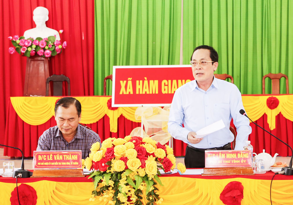 Đồng chí Lâm Minh Đằng- Phó Bí thư Tỉnh ủy phát biểu tại buổi giám sát.