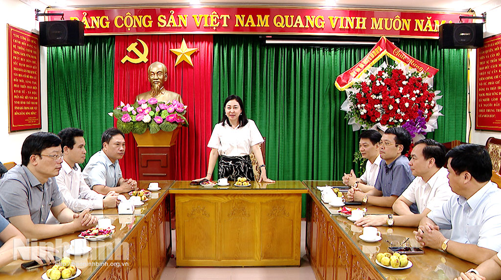 Đồng chí Phó Bí thư Thường trực Tỉnh ủy Đinh Thị Lụa phát biểu chúc mừng.