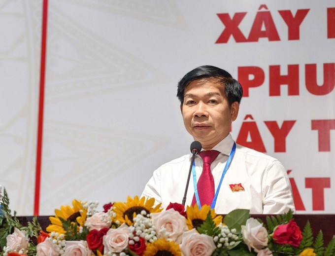 Bí thư Đảng ủy phường Tây Thạnh Đào Minh Chánh phát biểu tại đại hội