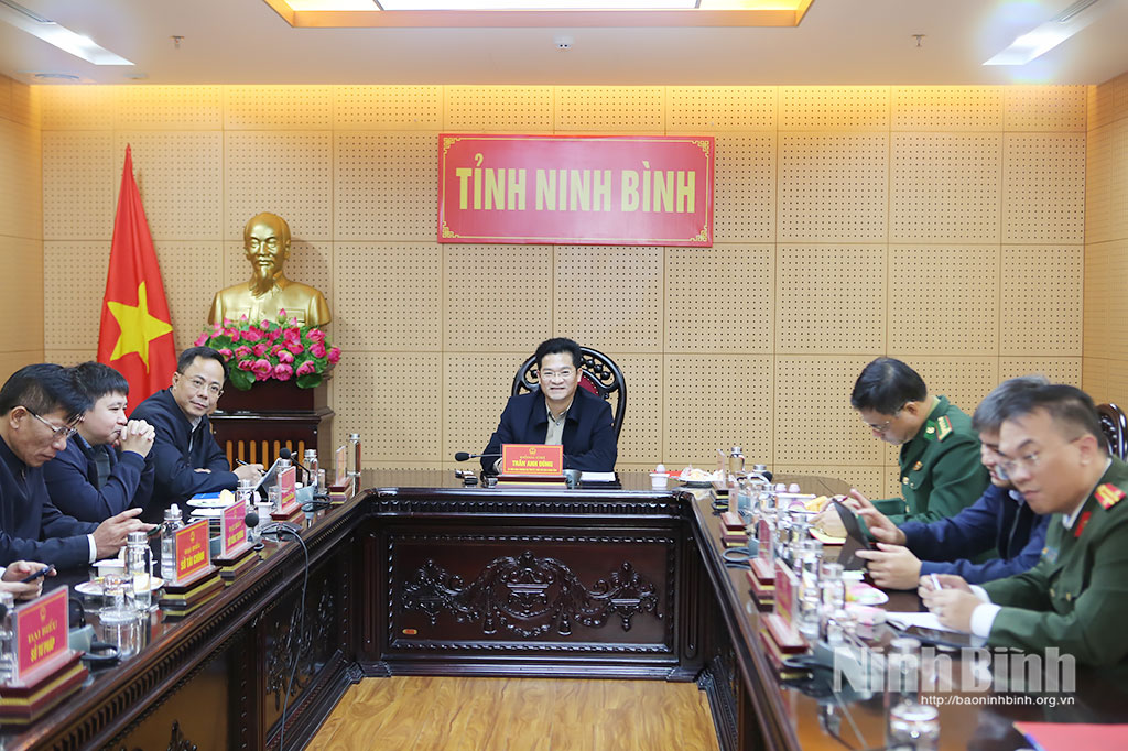 Đồng ch&iacute; Trần Anh Dũng, Ủy vi&ecirc;n Ban Thường vụ Tỉnh ủy, Ph&oacute; Chủ tịch UBND tỉnh, Trưởng BCĐ IUU tỉnh tham dự hội nghị trực tuyến tại điểm cầu tỉnh Ninh B&igrave;nh.