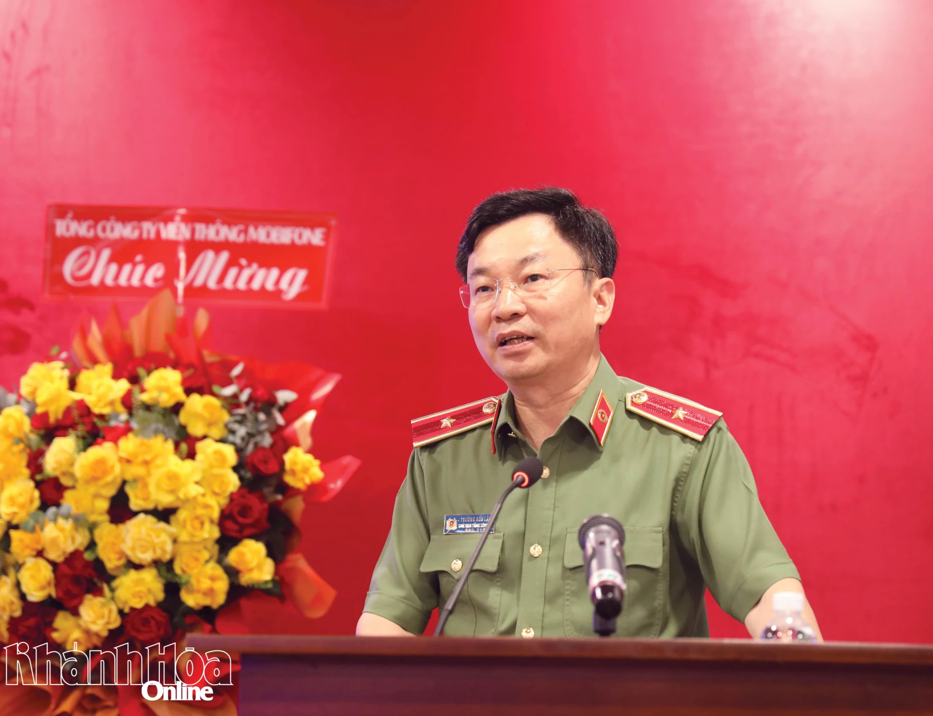 Thiếu tướng Trương Sơn Lâm phát biểu tại buổi lễ.