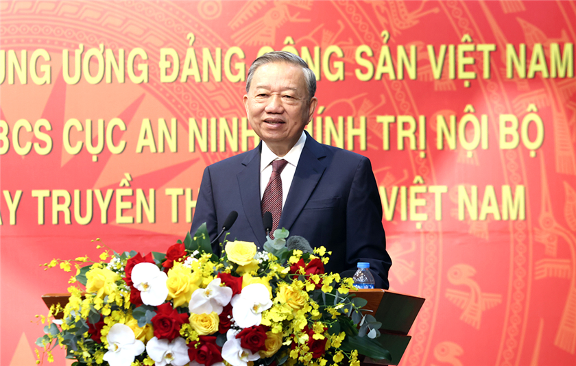 Tổng Bí thư Tô Lâm phát biểu tại buổi gặp mặt.