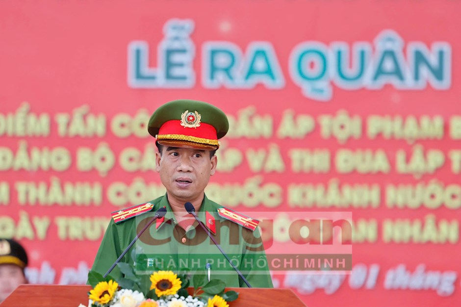 Đại tá Nguyễn Tiến Đạt, Trưởng phòng Cảnh sát hình sự CATP phát biểu nhận nhiệm vụ