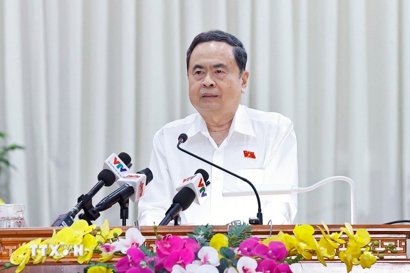 Chủ tịch Quốc hội Trần Thanh Mẫn phát biểu. (Ảnh: Doãn Tấn/TTXVN)