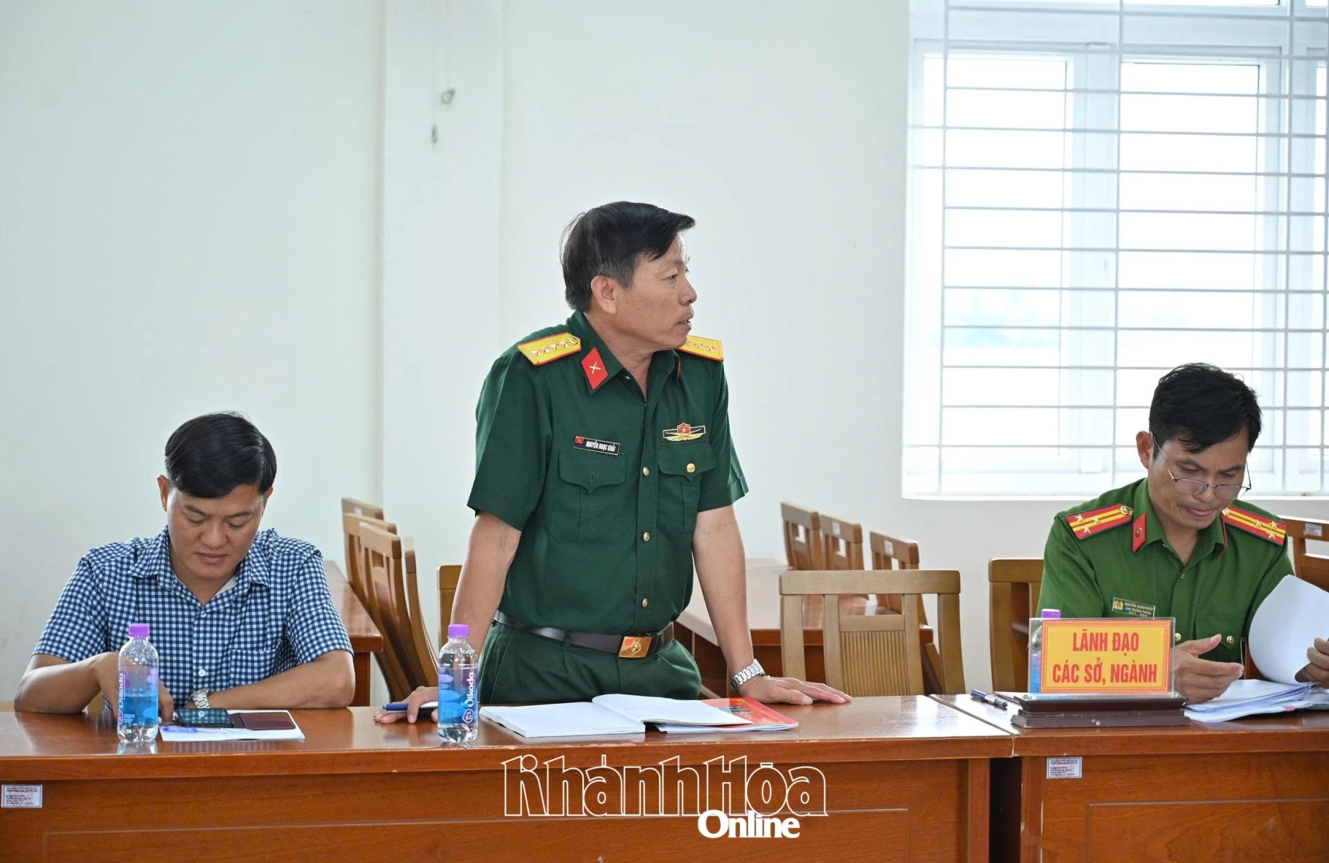 Đại diện đoàn công tác phát biểu tại buổi kiểm tra.