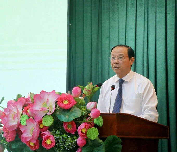 Đồng chí Nguyễn Văn Thọ phát biểu chỉ đạo đại hội (Ảnh SGGP)