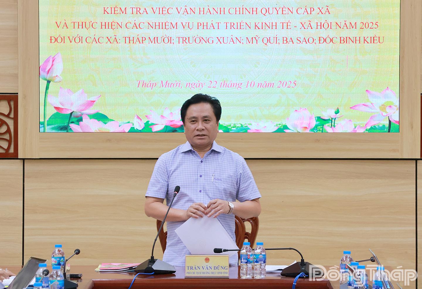 Phó Chủ tịch UBND tỉnh Trần Văn Dũng phát biểu kết luận buổi làm việc.