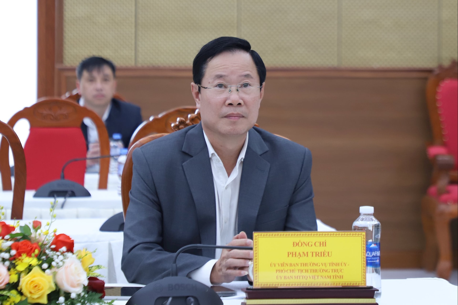 Đồng chí Phạm Triều, Ủy viên Ban Thường vụ Tỉnh ủy, Phó Chủ tịch Thường trực Ủy ban MTTQ Việt Nam tỉnh dự