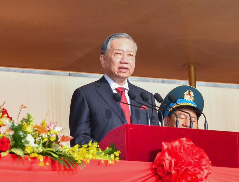 Tổng Bí thư Tô Lâm đọc Diễn văn Kỷ niệm 80 năm Cách mạng Tháng Tám thành công và Quốc khánh 2/9. (Ảnh: Duy Linh)