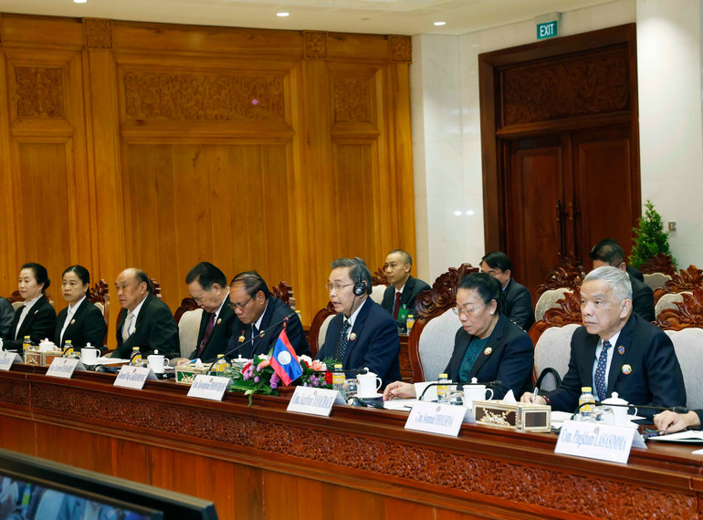 Chủ tịch Quốc hội Lào Saysomphone Phomvihane phát biểu tại cuộc hội kiến Tổng Bí thư Tô Lâm. (Ảnh: Thống Nhất/TTXVN) Chủ tịch Quốc hội Lào Saysomphone Phomvihane phát biểu tại cuộc hội kiến Tổng Bí thư Tô Lâm. (Ảnh: Thống Nhất/TTXVN)