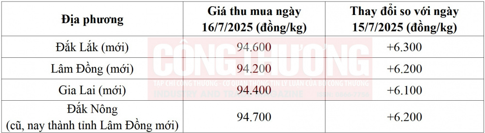 giá cà phê hôm nay