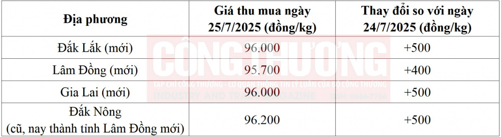 giá cà phê hôm nay