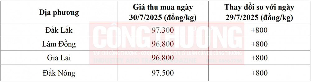 giá cà phê hôm nay