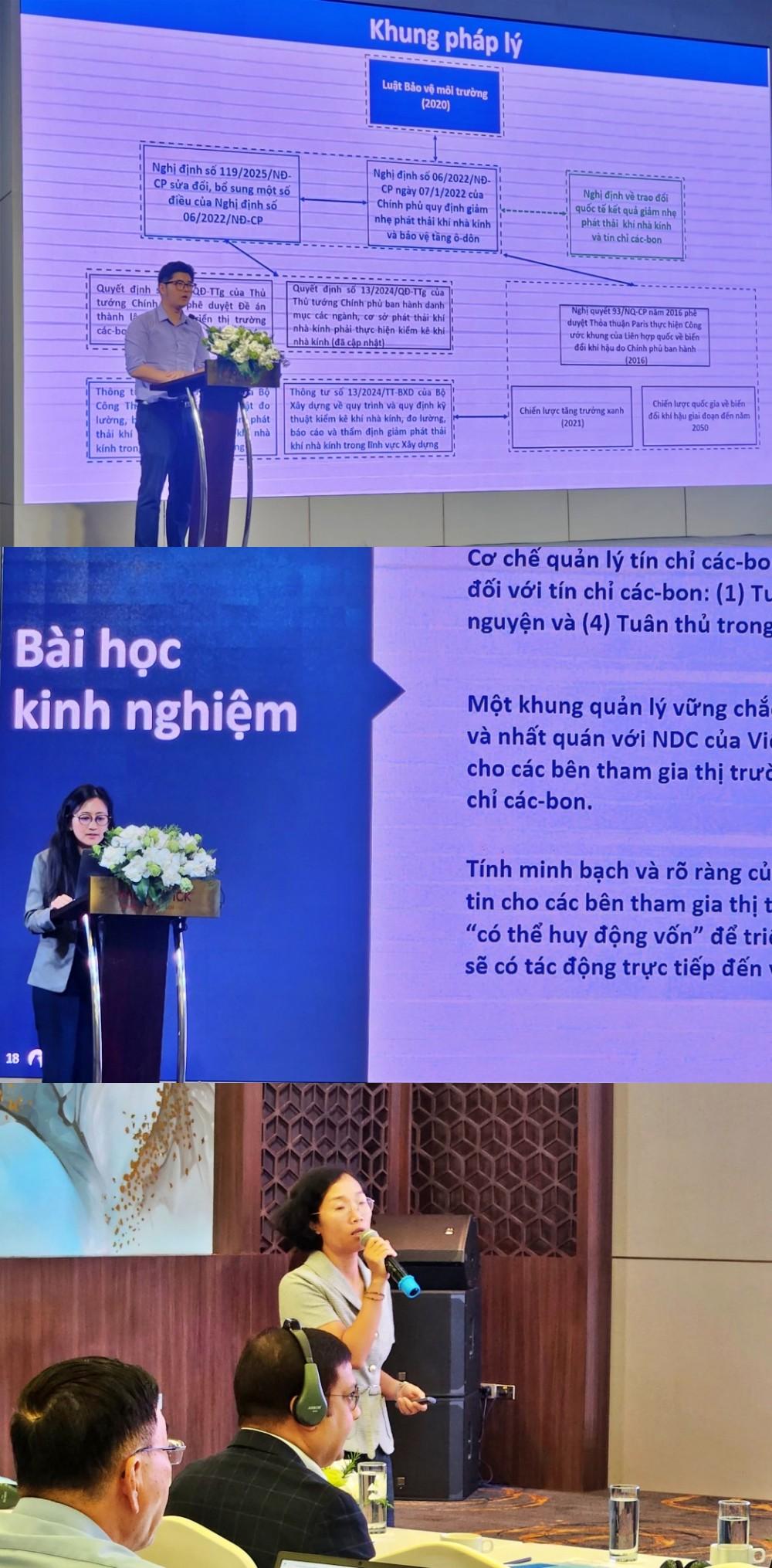 các diễn giả trình bài các nghiên cứu về tín chỉ các-bon, phương án giảm nhẹ phát thải KNK