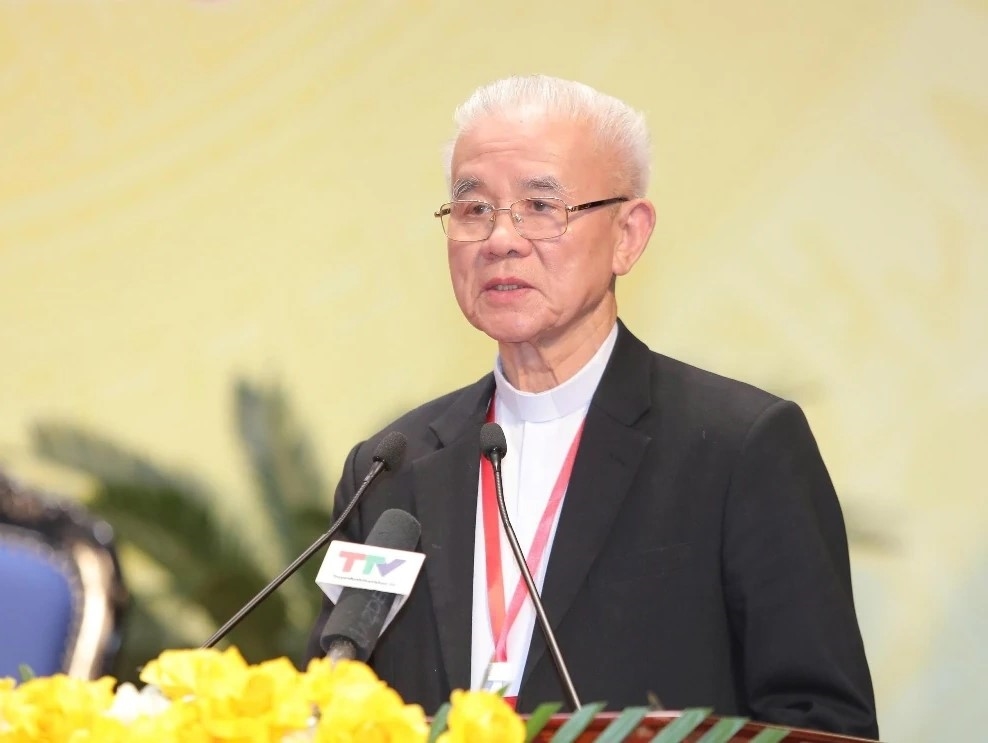 Linh mục Trần Xuân Mạnh, Phó Chủ tịch không chuyên trách Ủy ban Trung ương MTTQ Việt Nam, Chủ tịch Ủy ban ĐKCG Việt Nam, Chủ tịch Ủy ban ĐKCG tỉnh Thanh Hóa.(ảnh Minh Hiếu)