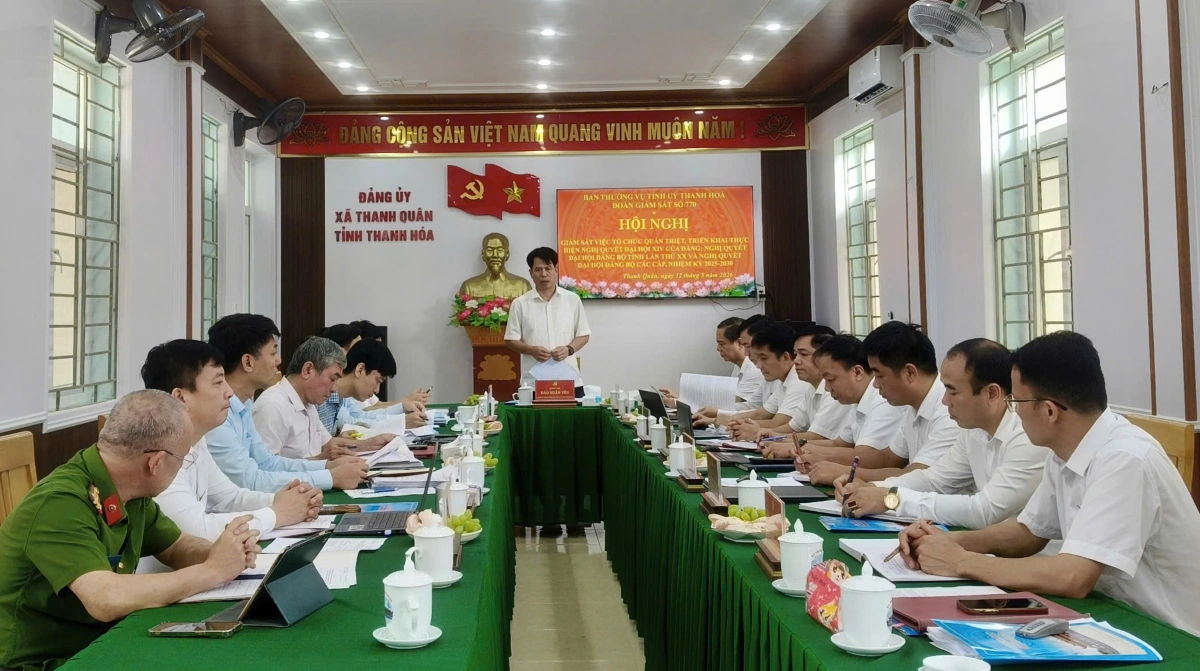 Đoàn giám sát của Ban Thường vụ Tỉnh ủy làm việc với xã Thanh Quân