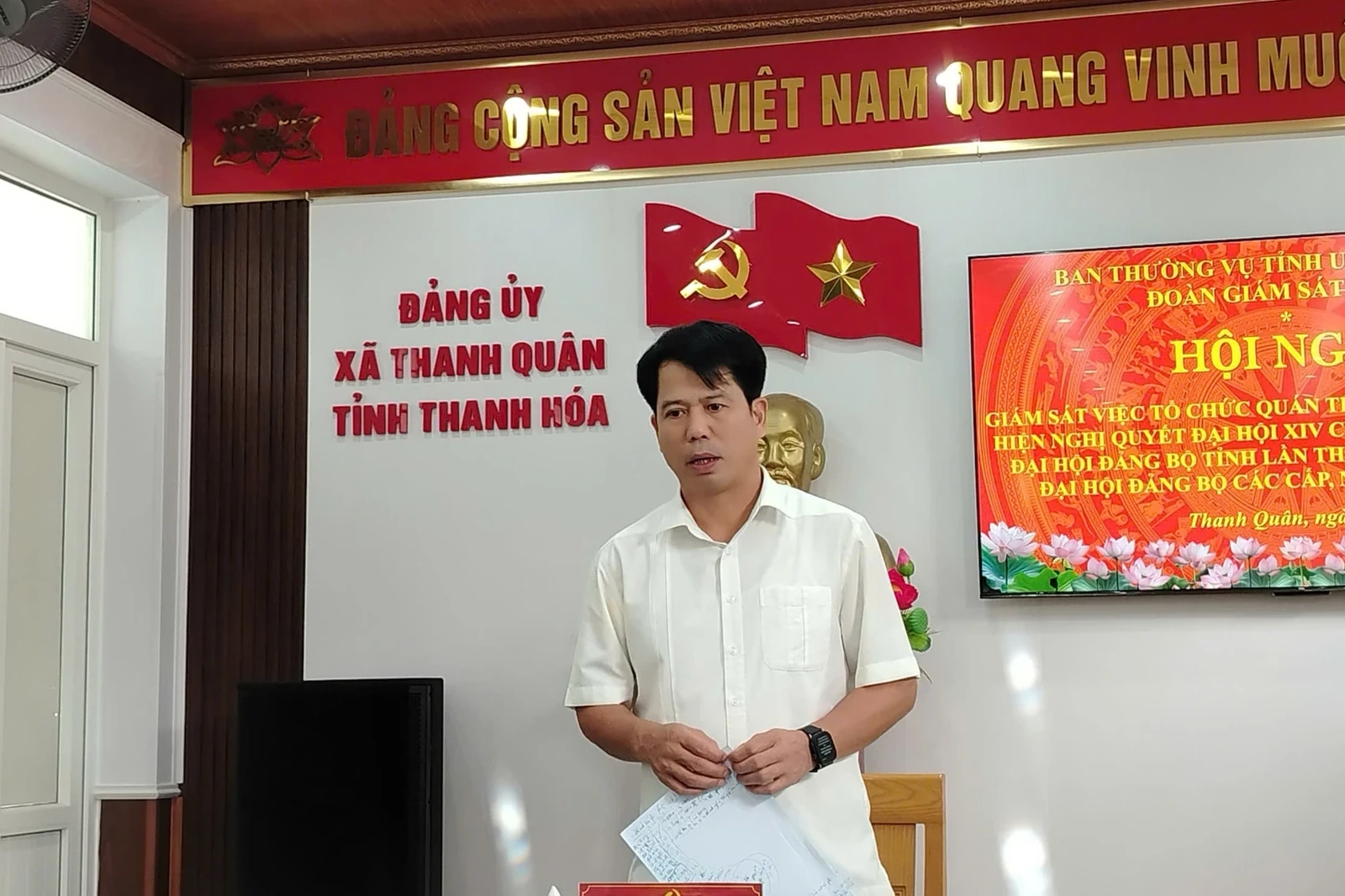 Đoàn giám sát của Ban Thường vụ Tỉnh ủy làm việc với xã Thanh Quân