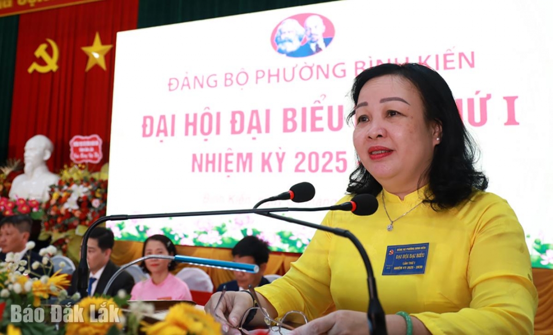 Đồng chí Cao Thị Hòa An, Phó Bí thư Thường trực Tỉnh ủy, Chủ tịch HĐND tỉnh phát biểu chỉ đạo đại hội.