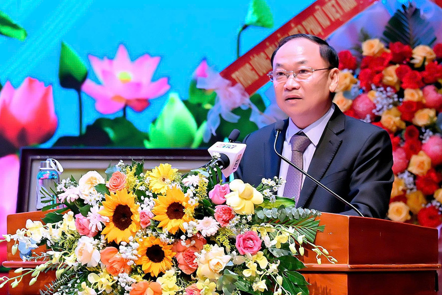 Đồng chí Thái Đại Ngọc - Ủy viên BCH Trung ương Đảng, Bí thư Tỉnh ủy phát biểu chỉ đạo tại Đại hội. Ảnh: Đức Thụy dai-hoi-phu-nu-7.jpg