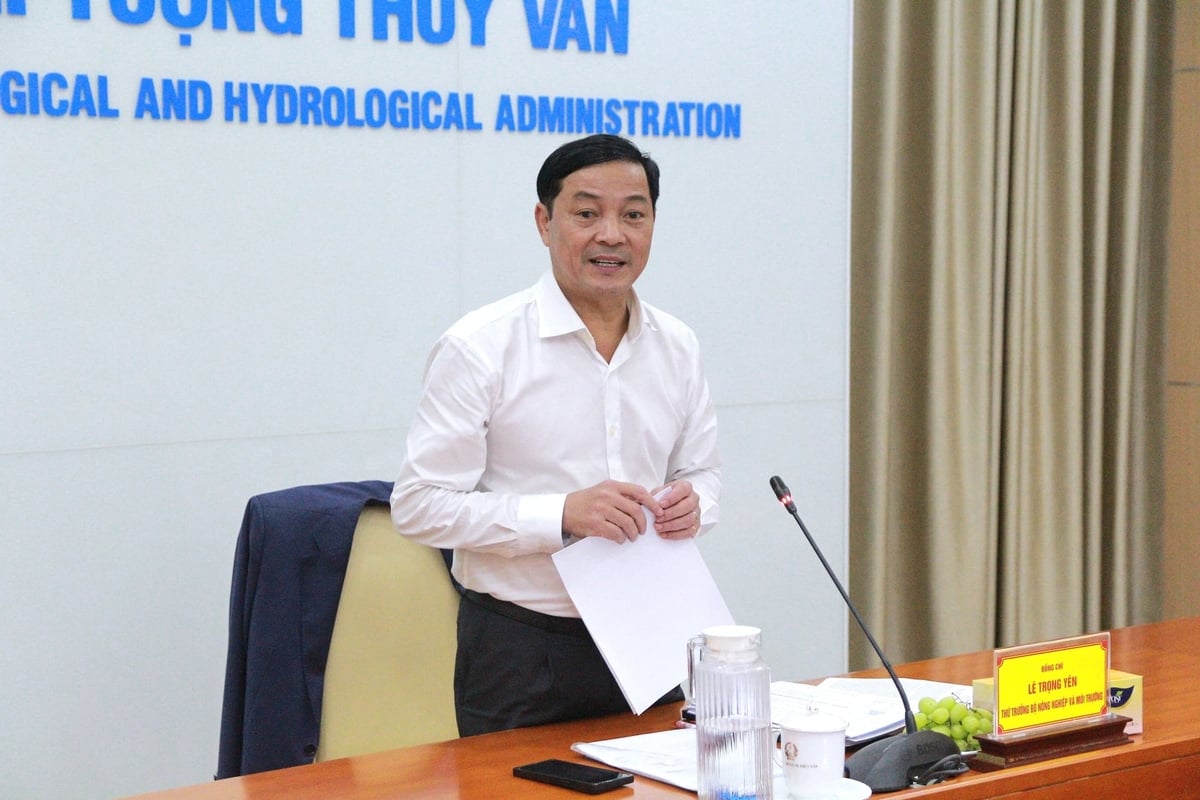 Thứ trưởng Bộ Nông nghiệp và Môi trường Lê Trọng Yên chủ trì buổi làm việc. Ảnh:Tiến Đức: 