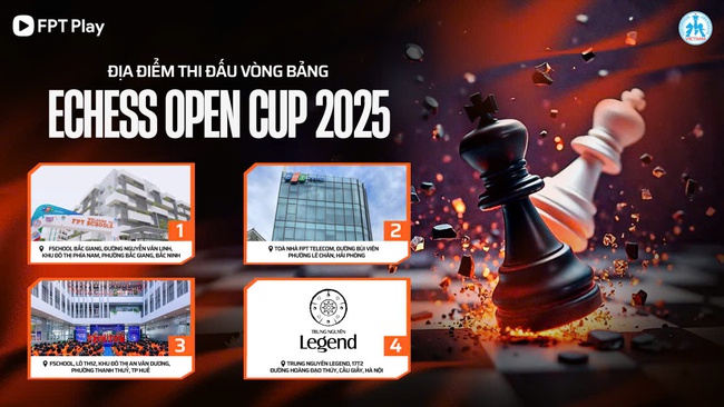EChess Open Cup 2025 mở thi đấu online tập trung tại 4 điểm cầu trên cả nước - Ảnh 1. EChess Open Cup 2025 mở thi đấu online tập trung tại 4 điểm cầu trên cả nước - Ảnh 1.